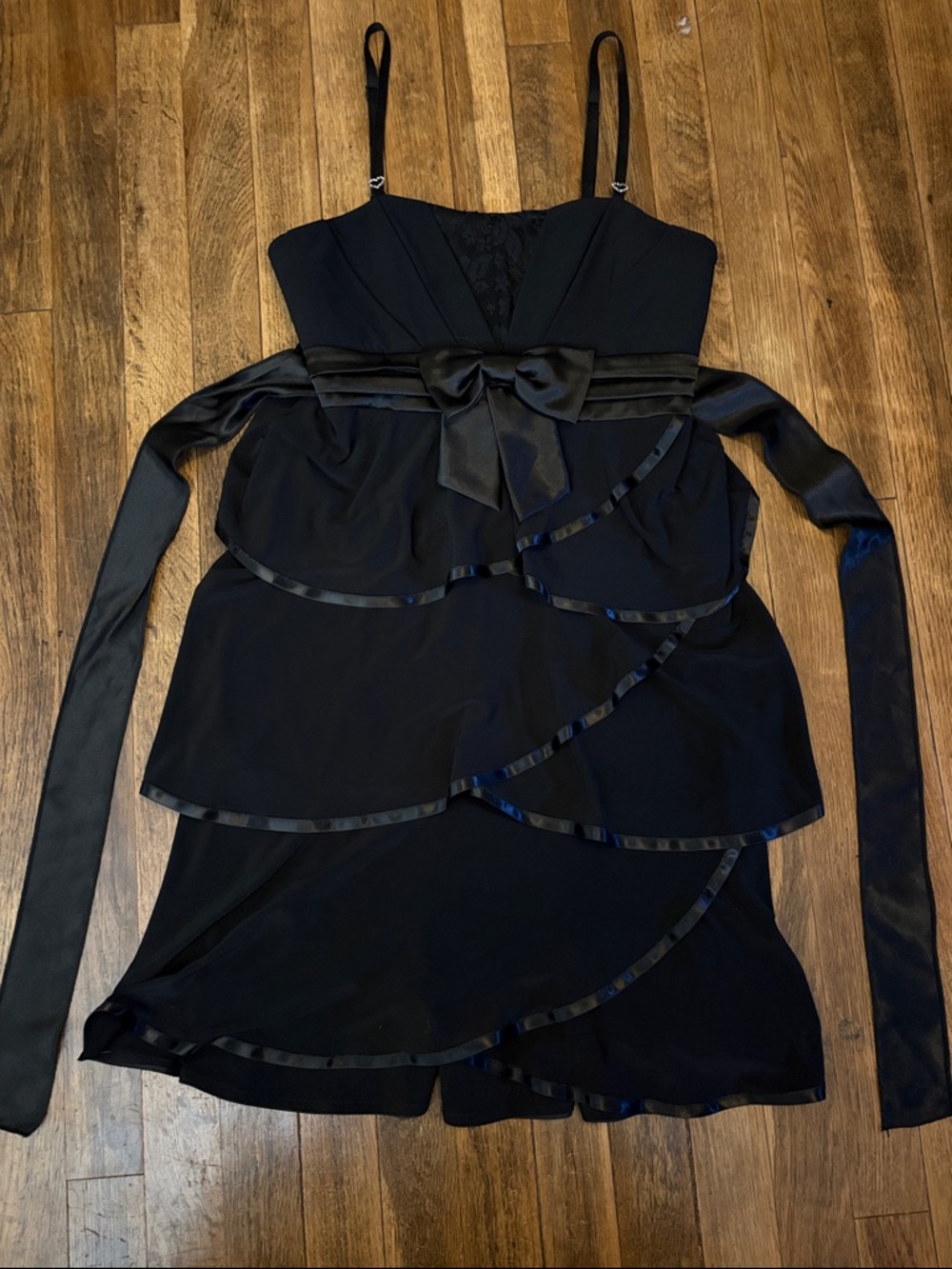 Deb Black Dress with Satin Label Detail